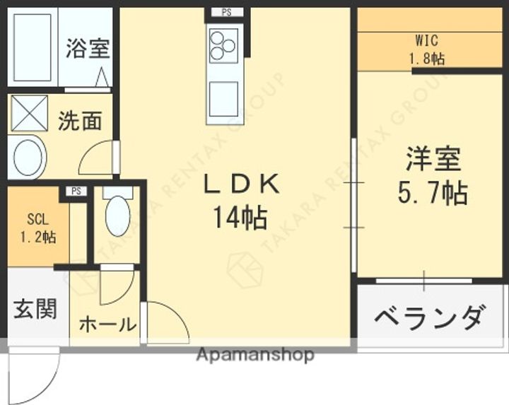 大阪府柏原市法善寺1丁目の賃貸アパートの間取り