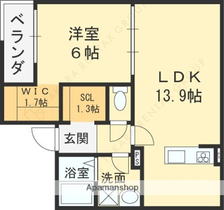 大阪府柏原市法善寺1丁目の賃貸アパート202の間取り