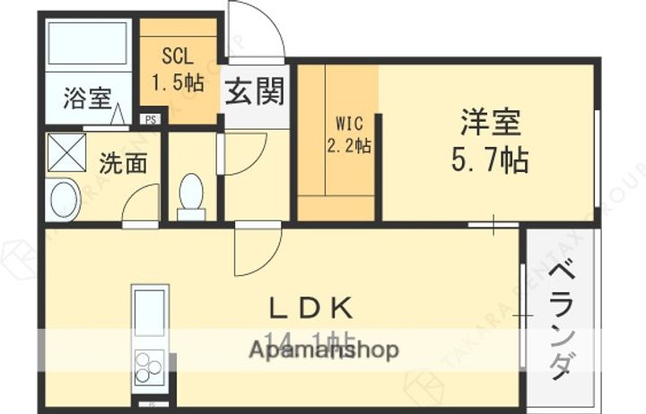 大阪府柏原市法善寺1丁目の賃貸アパート103の間取り