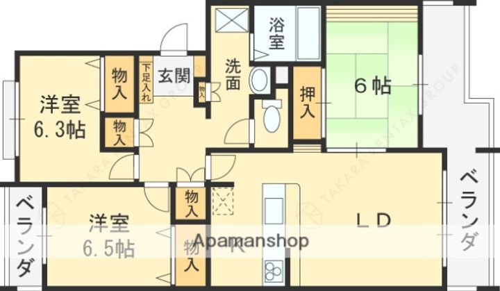 東香里野村マンションの間取り