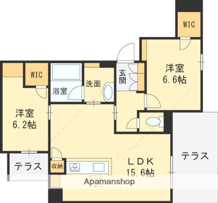 大阪府高槻市南芥川町の賃貸マンションの間取り