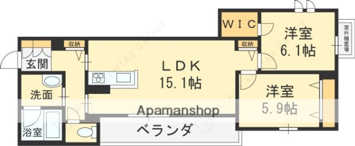 大阪府高槻市南芥川町の賃貸マンションの間取り