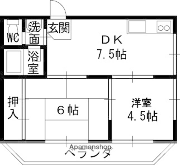 大阪府寝屋川市萱島東2丁目の賃貸マンションの間取り