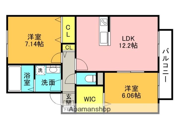 大阪府枚方市東中振2丁目の賃貸アパートの間取り