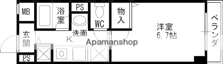 大阪府高槻市京口町の賃貸マンションの間取り