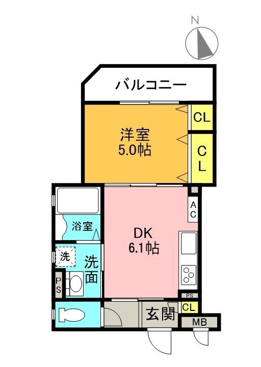 大阪府四條畷市大字清瀧の賃貸アパートの間取り