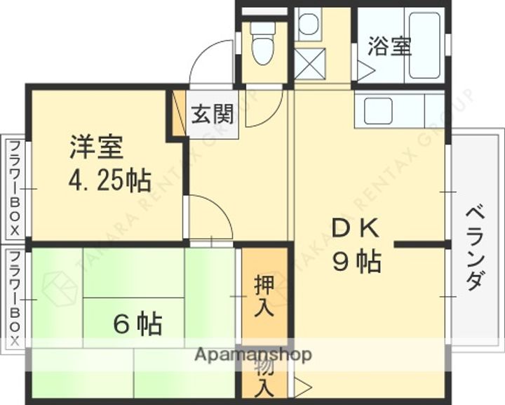 大阪府四條畷市岡山5丁目の賃貸アパートの間取り