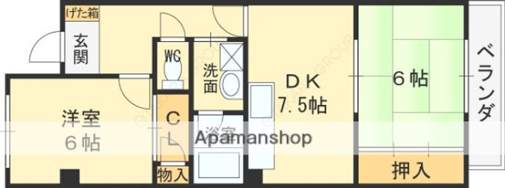 大阪府守口市日向町の賃貸マンションの間取り