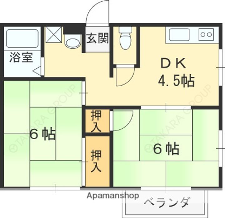 大阪府高槻市桜ケ丘南町の賃貸マンション105の間取り