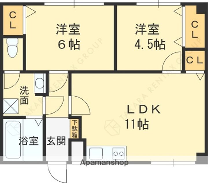 大阪府寝屋川市高倉1丁目の賃貸マンションの間取り