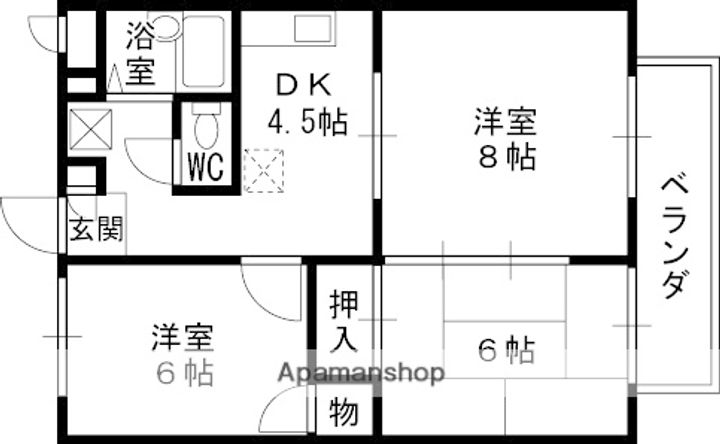 大阪府高槻市氷室町2丁目の賃貸マンション103の間取り