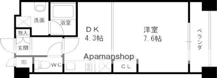 大阪府大阪市北区曾根崎新地2丁目の賃貸マンションの間取り