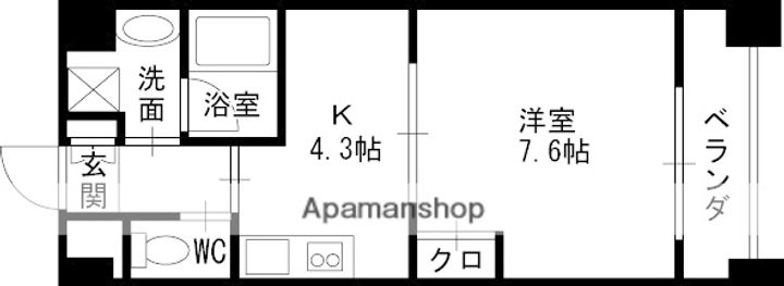 大阪府大阪市北区曾根崎新地2丁目の賃貸マンションの間取り
