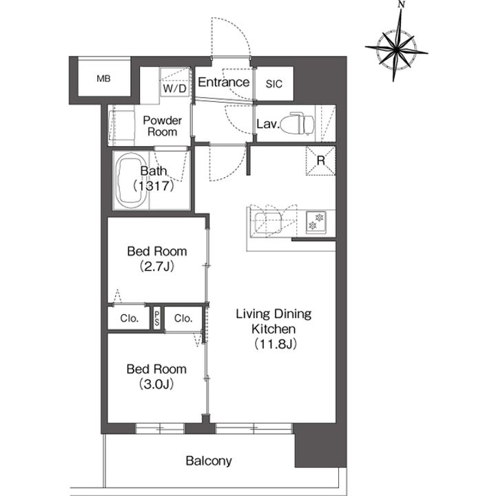 コンフォリア・リヴ新大阪西宮原ソルテラス0401の間取り