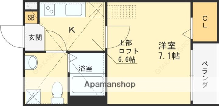 大阪府東大阪市花園東町1丁目の賃貸アパートの間取り