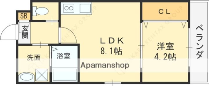 大阪府東大阪市大蓮南5丁目の賃貸アパートの間取り