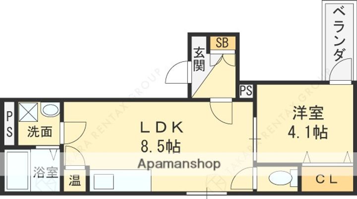 大阪府東大阪市河内町の賃貸アパートの間取り