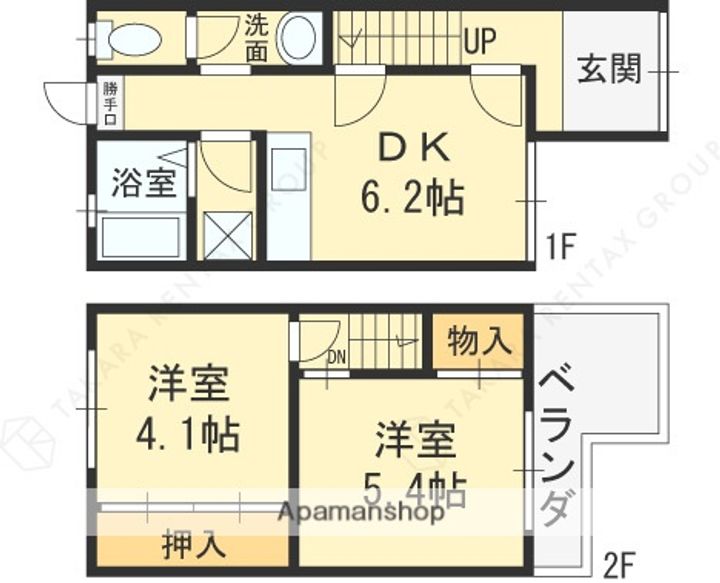 大阪府東大阪市岩田町6丁目(一戸建)の賃貸物件の間取り