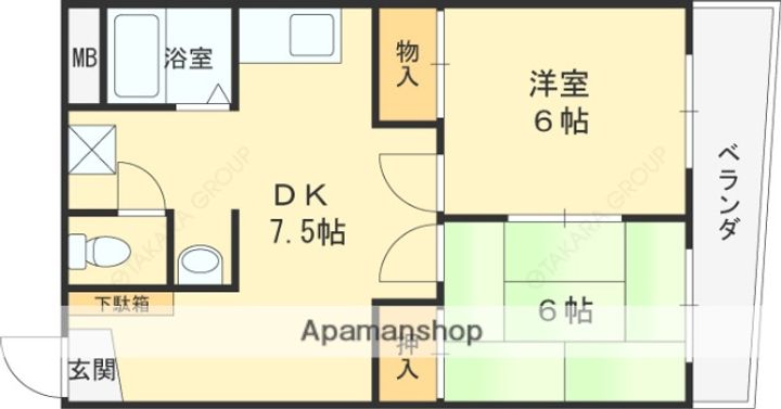 ローズハイツ若江302の間取り