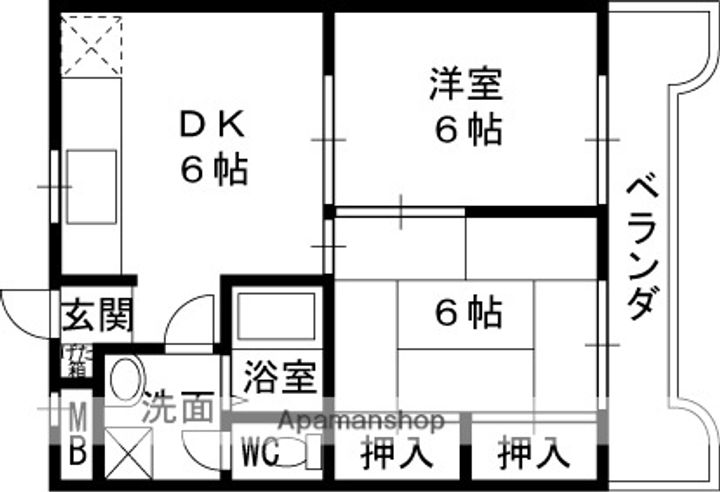 大阪府東大阪市稲田新町2丁目の賃貸マンションの間取り