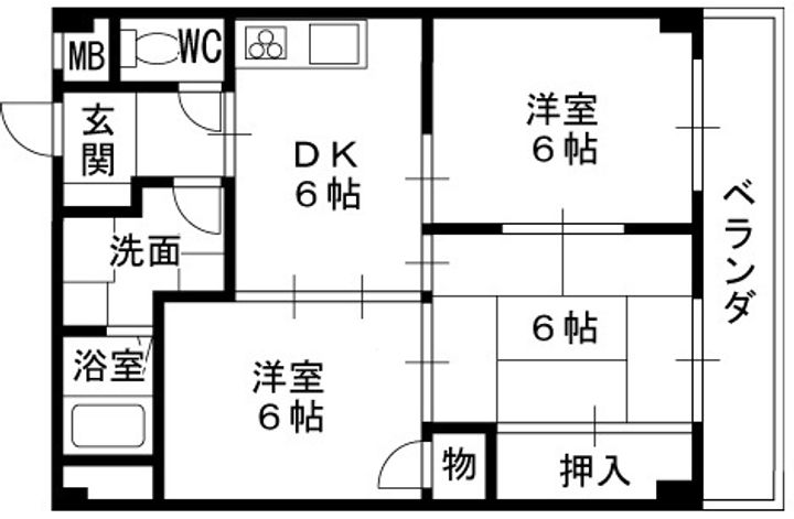 大阪府八尾市青山町3丁目の賃貸マンションの間取り