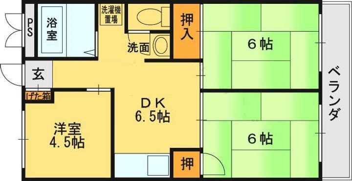 大阪府八尾市山本町北3丁目の賃貸マンション307の間取り