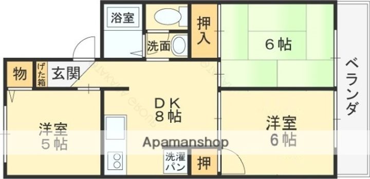 大阪府八尾市木の本2丁目の賃貸アパートの間取り