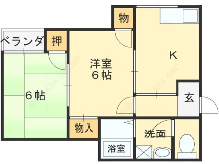 大阪府八尾市山本町北7丁目の賃貸マンション106の間取り