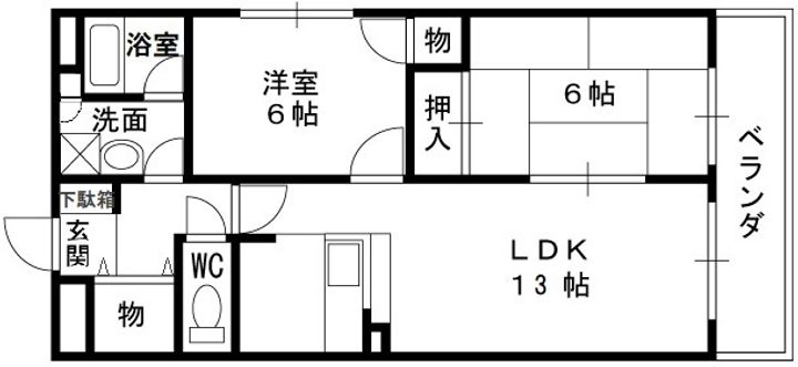 大阪府八尾市宮町4丁目の賃貸マンション203の間取り