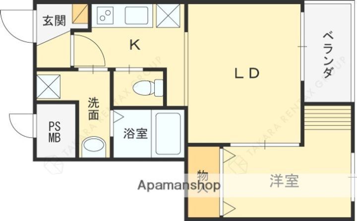兵庫県西宮市門戸東町の賃貸マンションの間取り