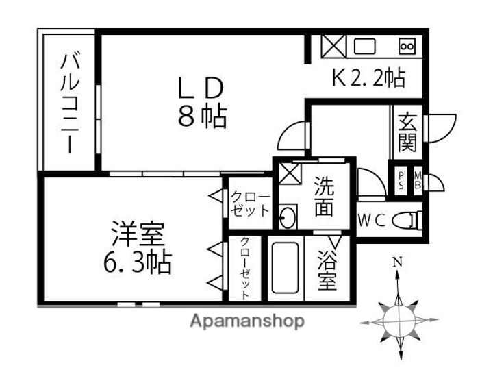 大阪府八尾市竹渕1丁目の賃貸アパートの間取り