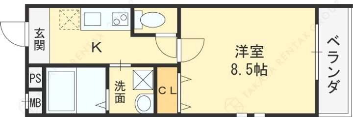 大阪府八尾市荘内町1丁目の賃貸アパートの間取り