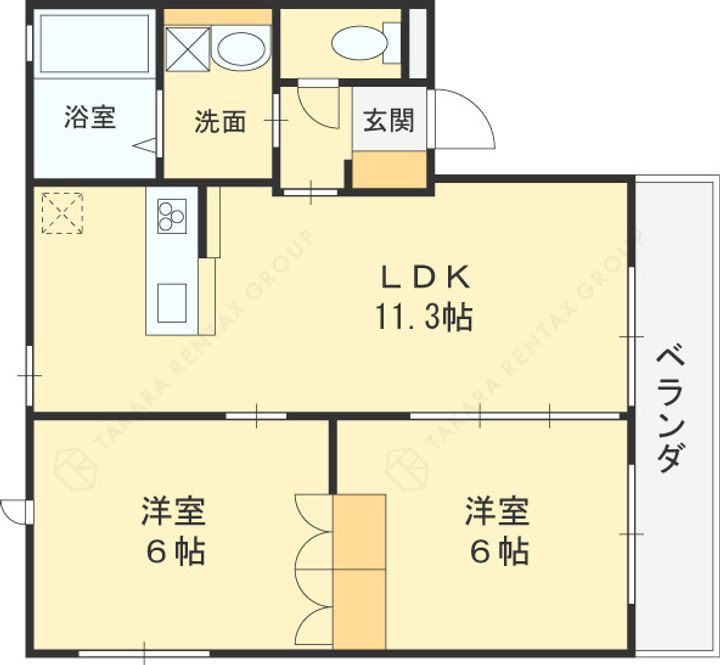 大阪府大阪市平野区喜連5丁目の賃貸アパートの間取り