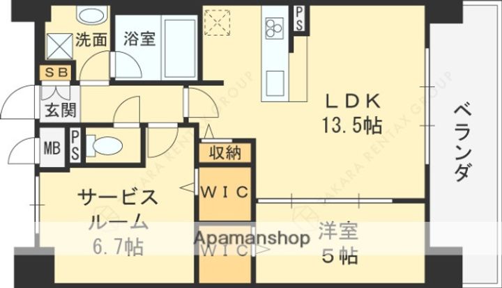 大阪府八尾市末広町4丁目の賃貸マンションの間取り