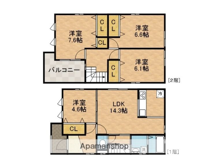 大阪府茨木市五十鈴町(一戸建)の賃貸物件の間取り