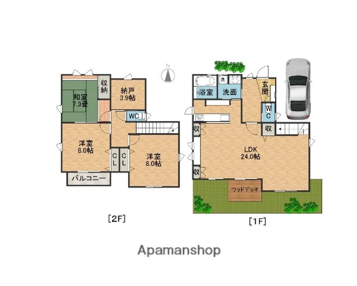 大阪府高槻市別所本町(一戸建)の賃貸物件戸建ての間取り