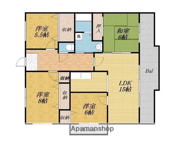 大阪府豊中市西緑丘2丁目の賃貸マンション401の間取り