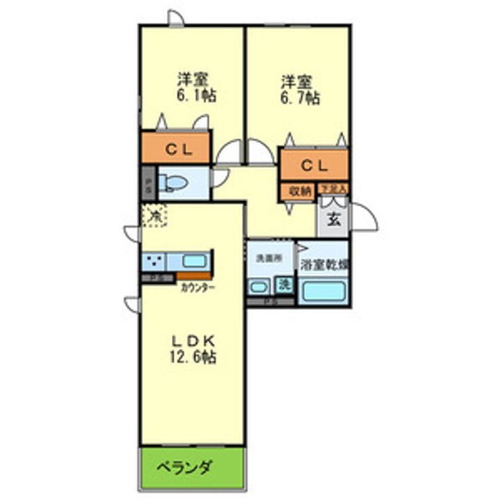 兵庫県伊丹市荒牧6丁目の賃貸アパートの間取り