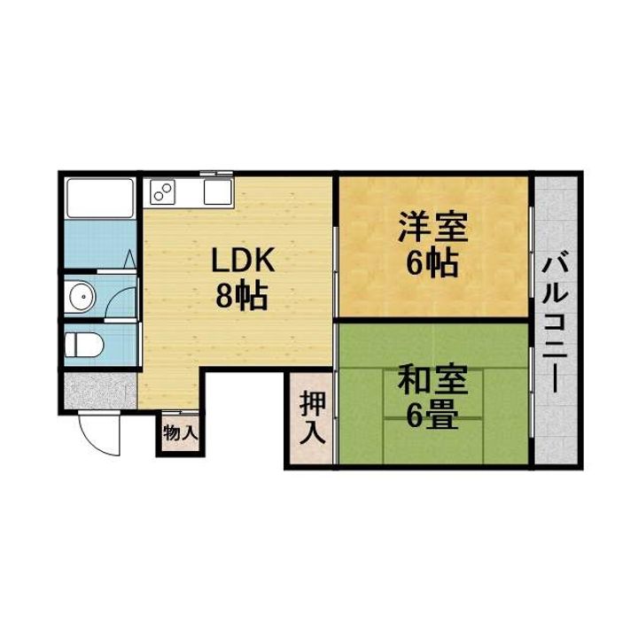 大阪府豊中市中桜塚4丁目の賃貸マンション301の間取り