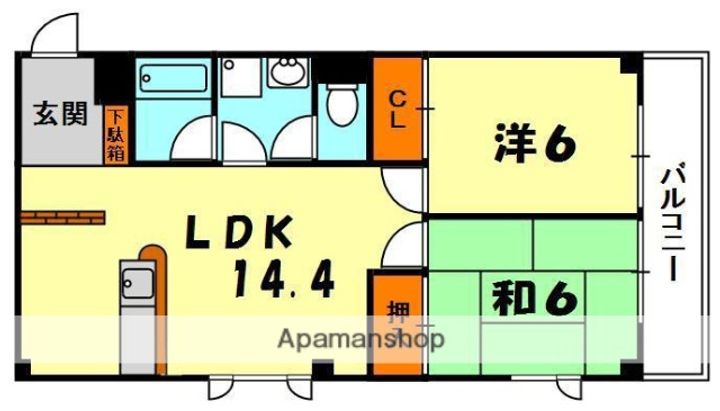 大阪府寝屋川市香里北之町の賃貸マンションの間取り