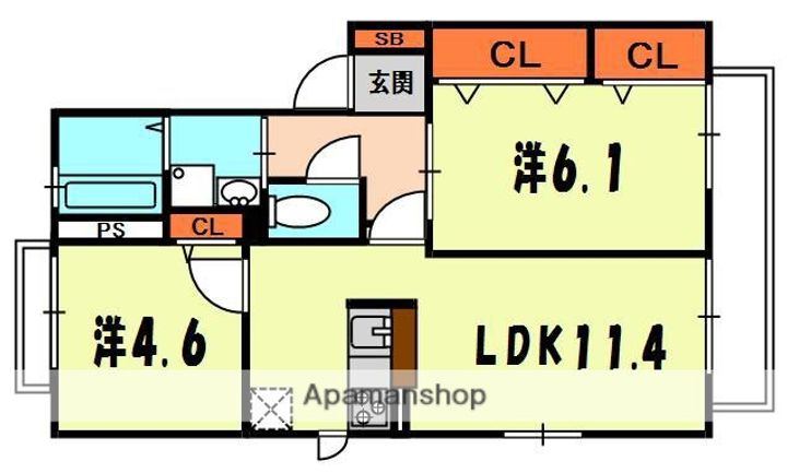 大阪府門真市下島町の賃貸アパートの間取り