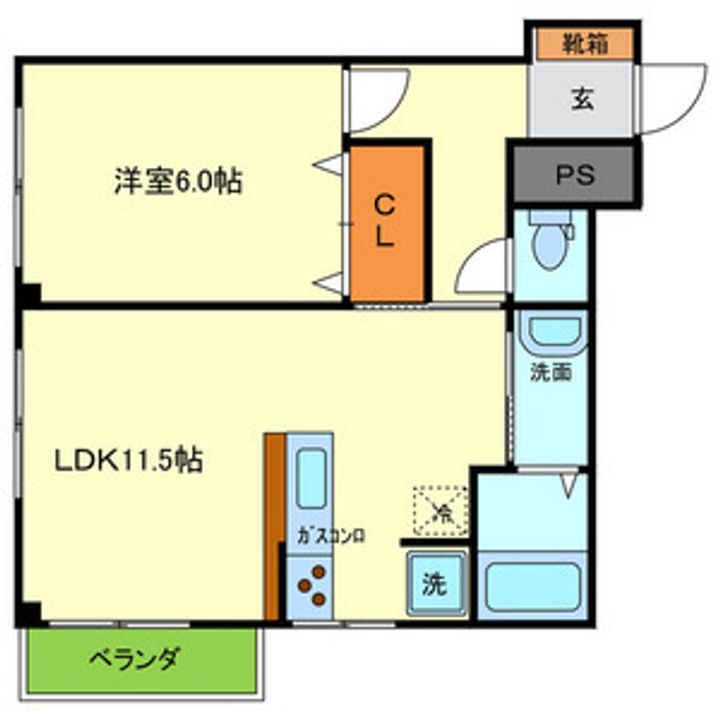 大阪府寝屋川市黒原橘町の賃貸マンションの間取り