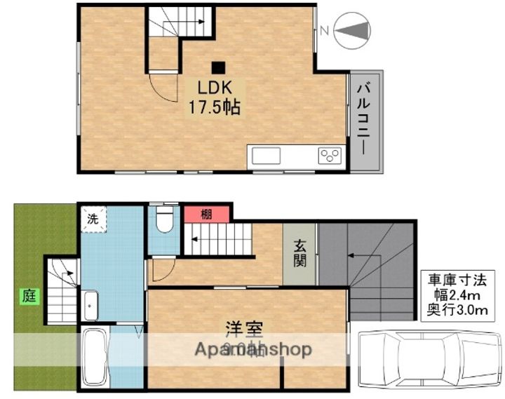京都府八幡市八幡月夜田(一戸建)の賃貸物件の間取り