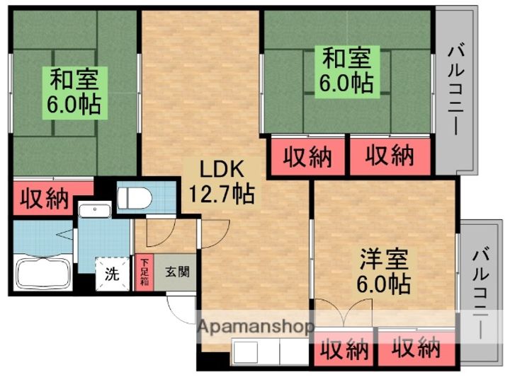 大阪府交野市星田5丁目の賃貸マンションの間取り