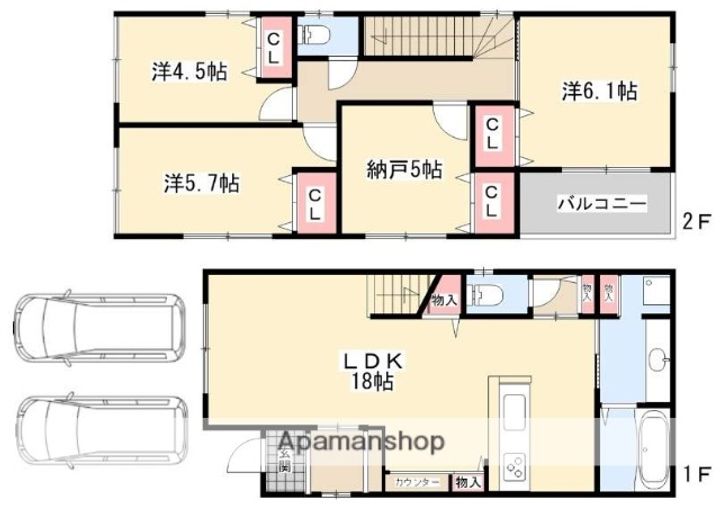 大阪府枚方市町楠葉2丁目(一戸建)の賃貸物件の間取り