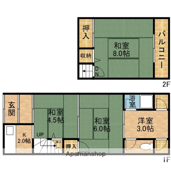 大阪府寝屋川市若葉町(一戸建)の賃貸物件の間取り