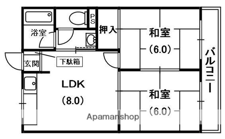 大阪府枚方市香里園山之手町の賃貸マンションの間取り