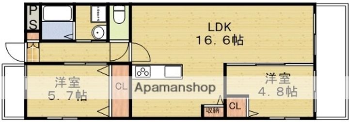 大阪府吹田市穂波町の賃貸マンションの間取り