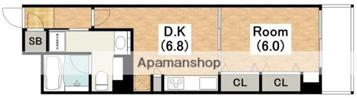 大阪府大阪市天王寺区上汐5丁目の賃貸マンション404.の間取り