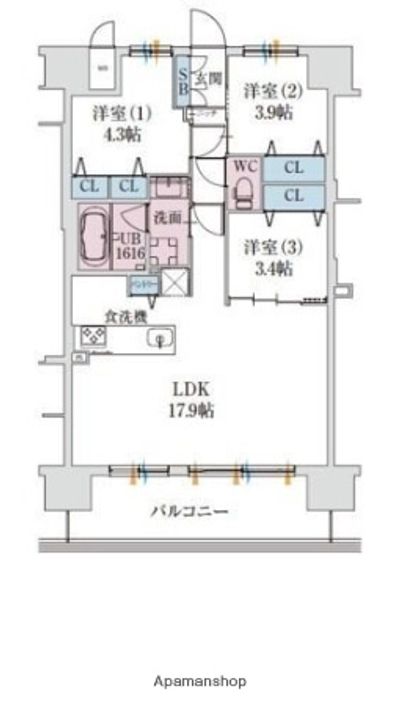 大阪府大阪市北区大淀中5丁目の賃貸マンションの間取り